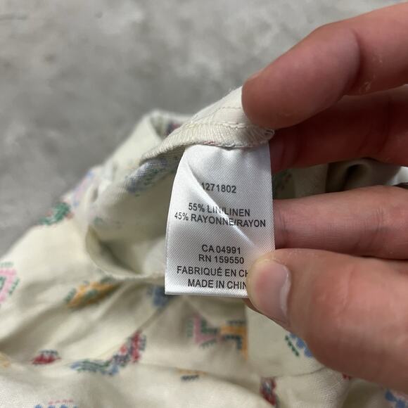 Maison D'Amelie Wide Leg Pants Women Aztec Pattern Full Length Size Medium Linen - Picture 7 of 8